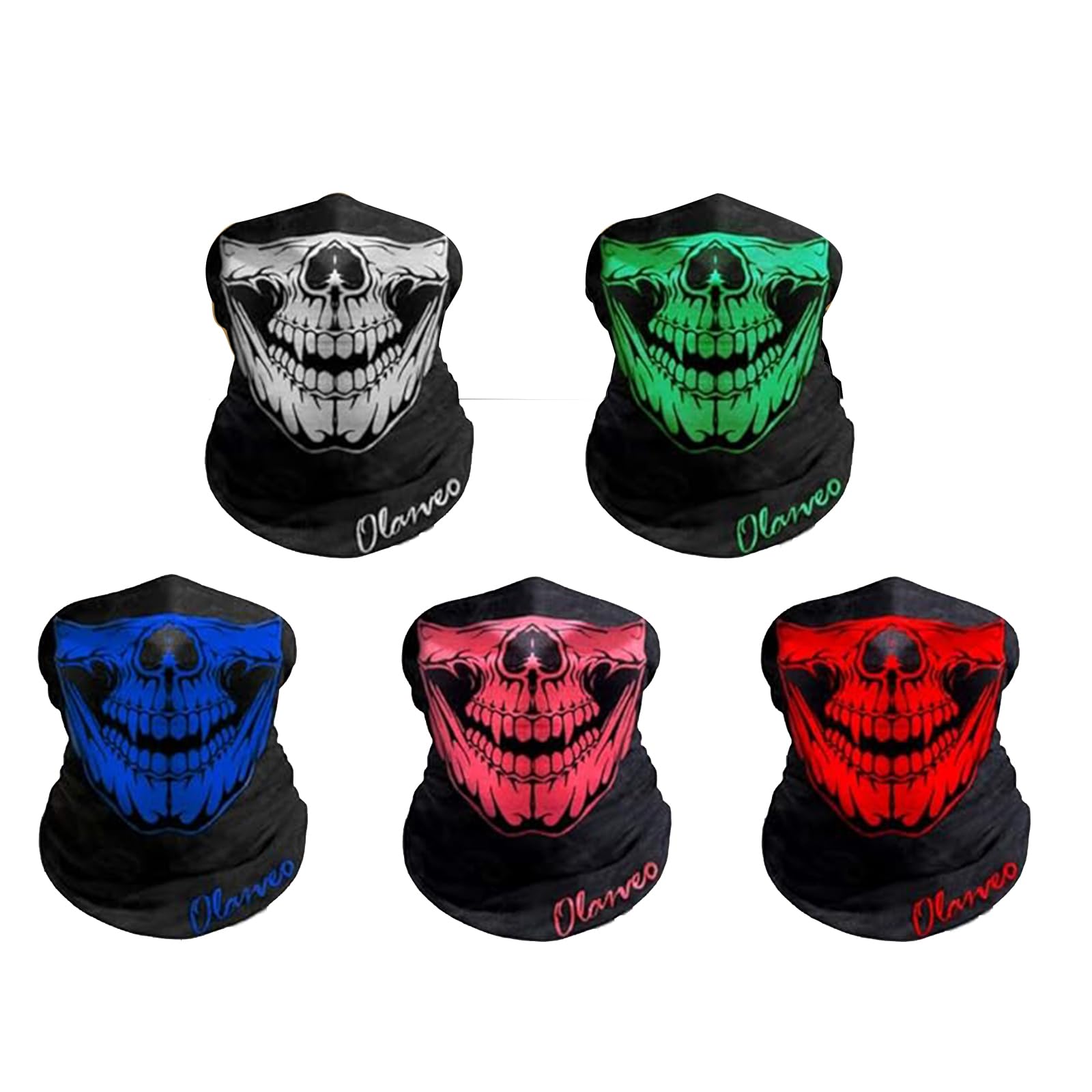 Olarveo Breathable Seamless Tube Skull Face Mask Half Windproof Motorcycle Bicycle Face Mask (M-Color-5)